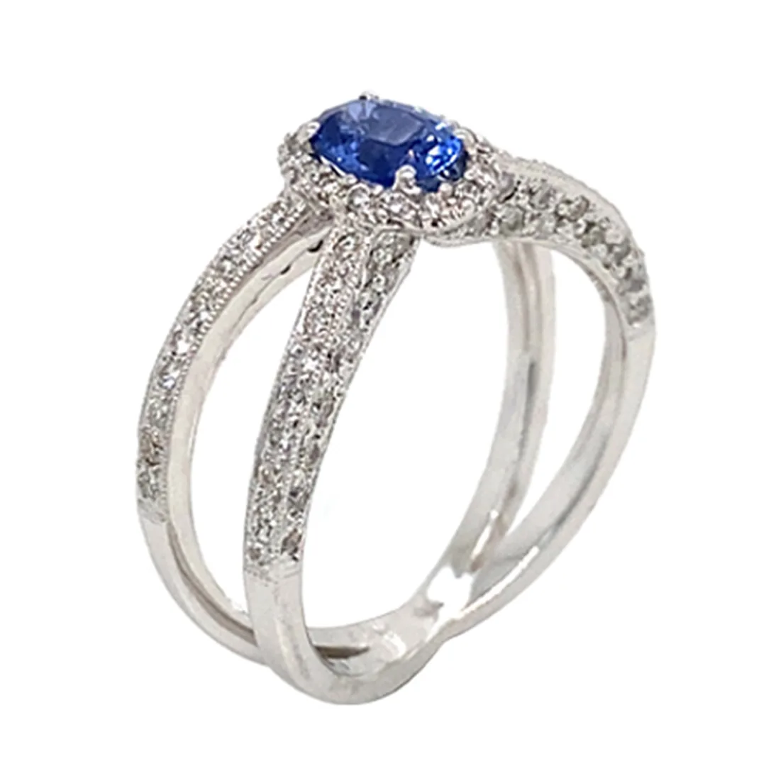 18K White Gold Sapphire Ring