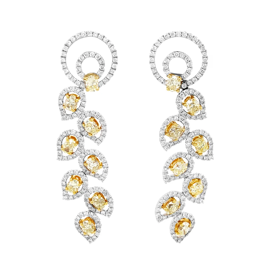 18K White Gold Yellow Diamond Earrings