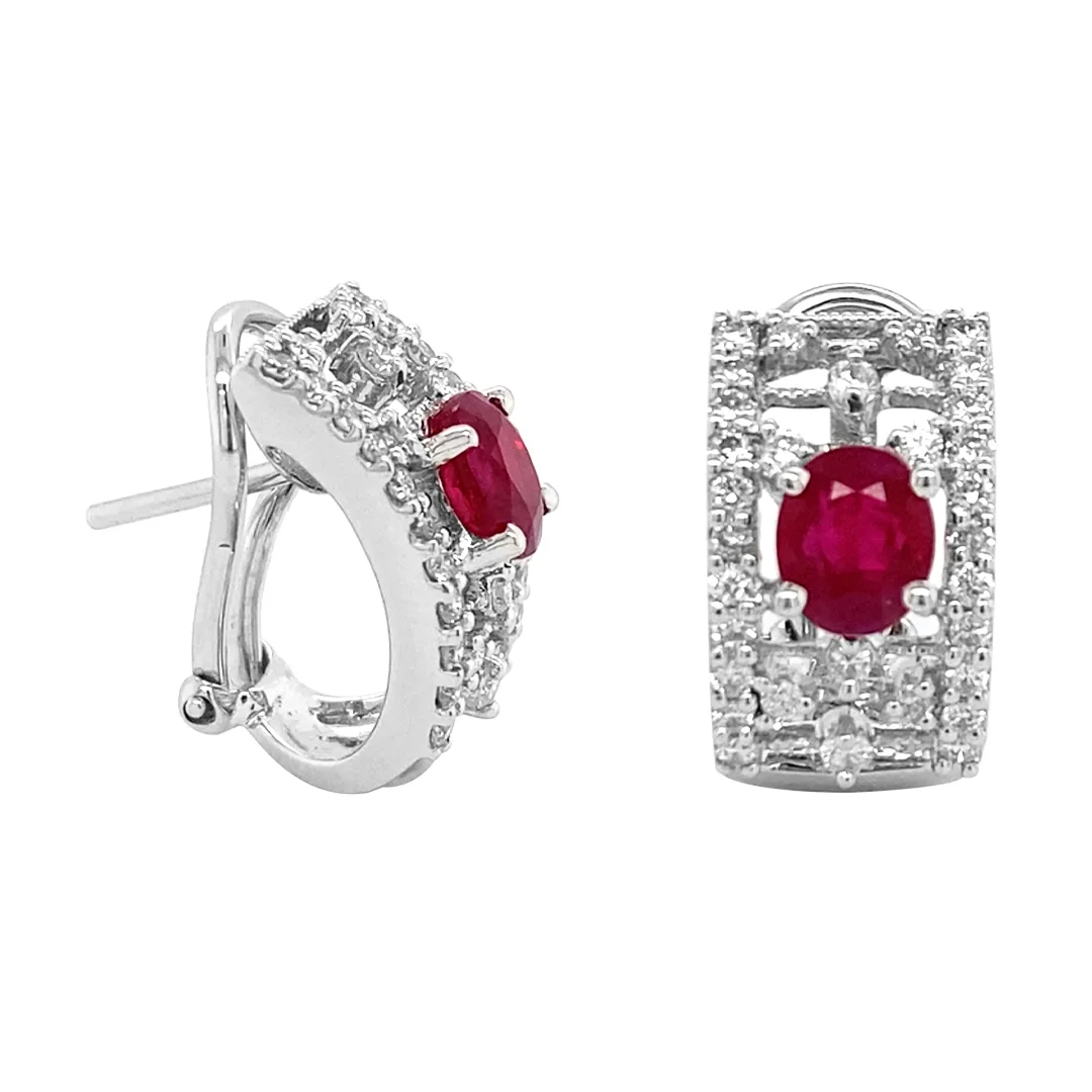18K White Gold Ruby Earrings