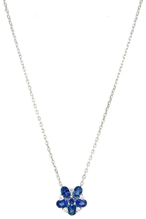 18K White Gold Sapphire Necklace
