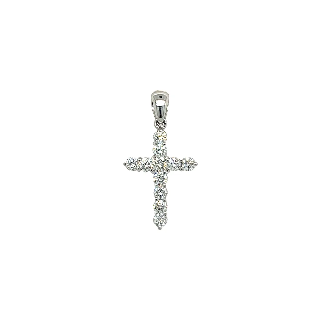 18K White Gold Diamond Cross Pendant