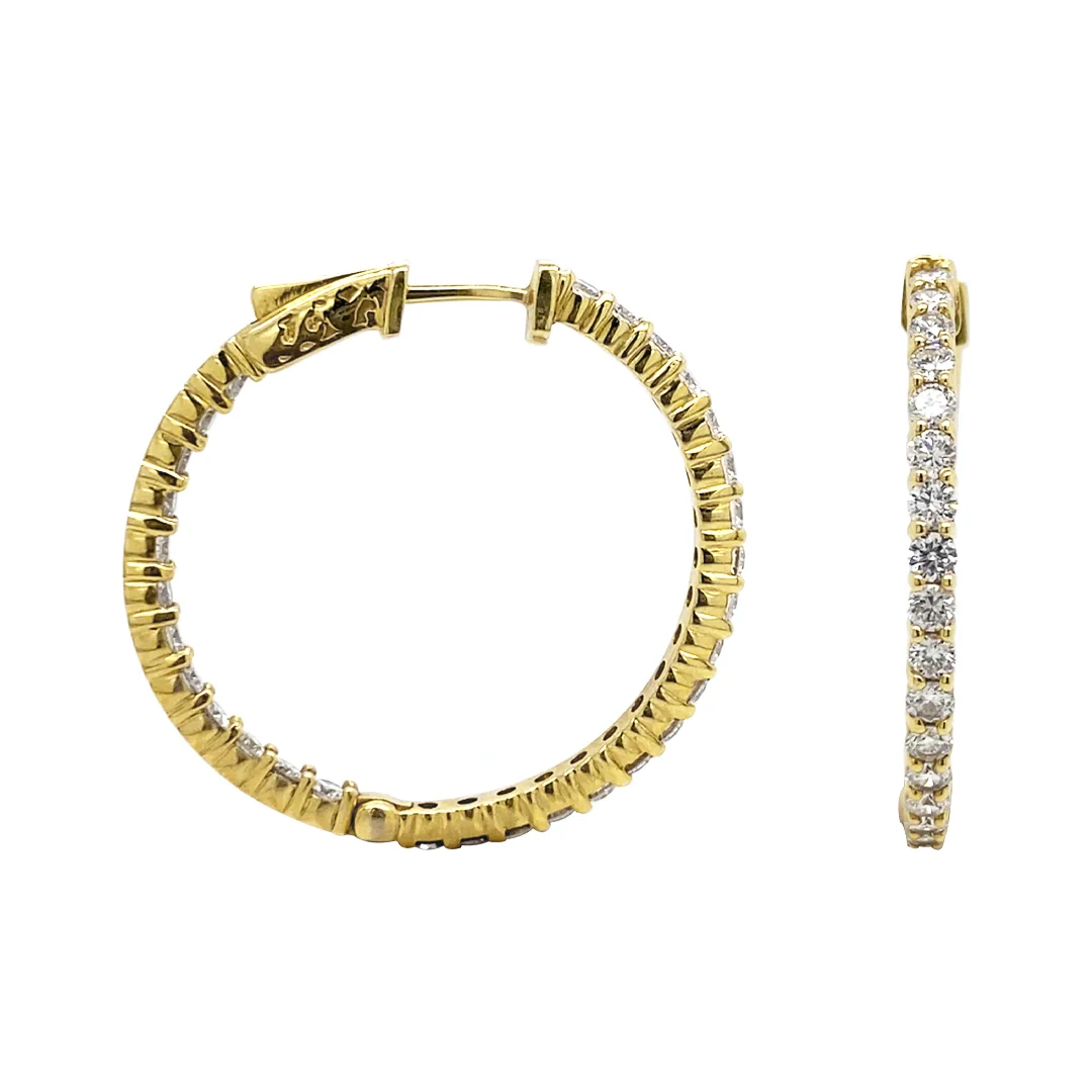 18K Yellow Gold Diamond Hoops