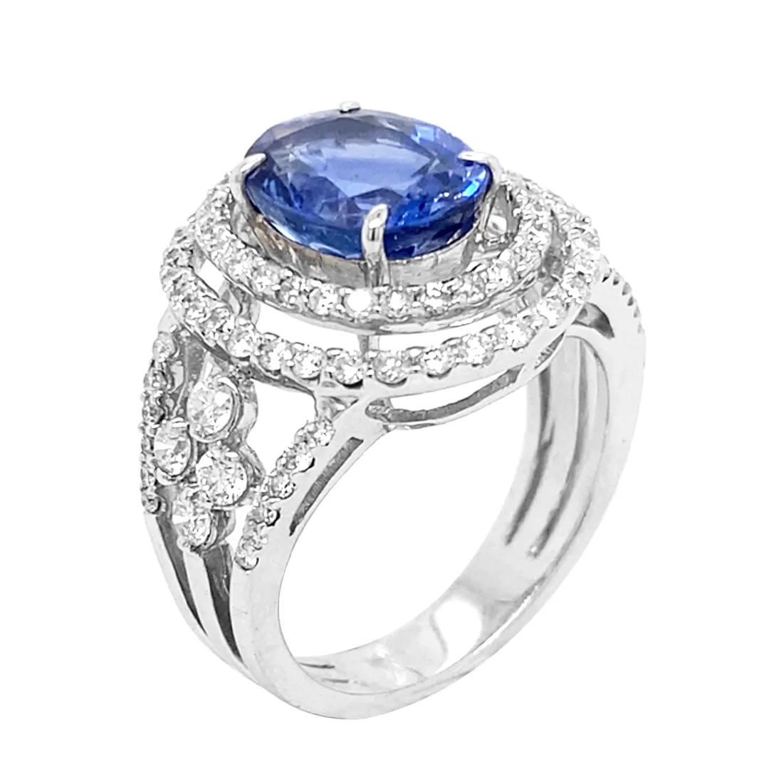 18K White Gold Sapphire Ring