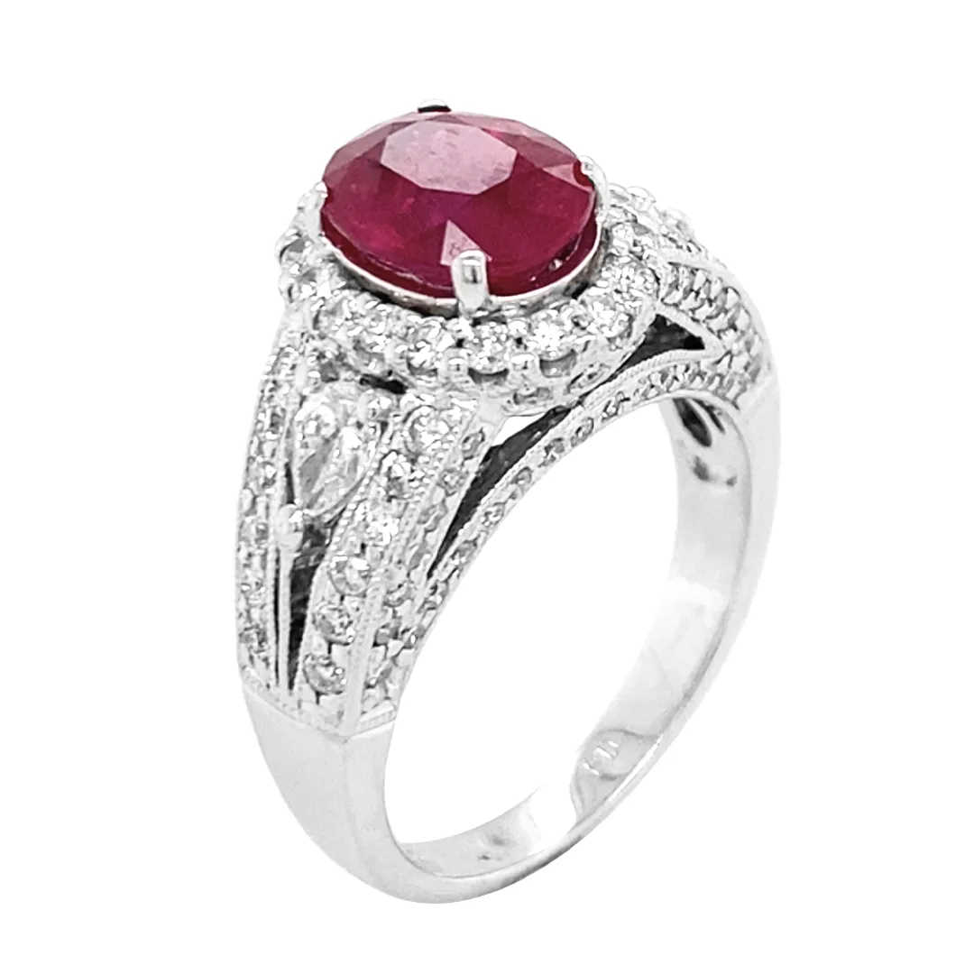 18K White Gold Ruby Ring
