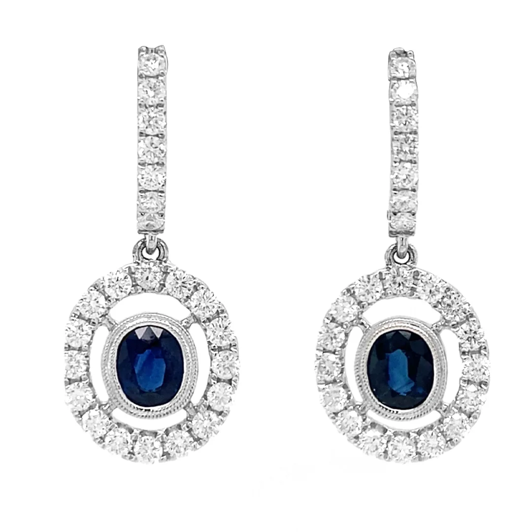 18K White Gold Sapphire Earrings