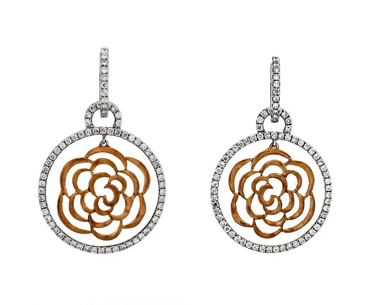 18K Two-Tone Diamond Earrings