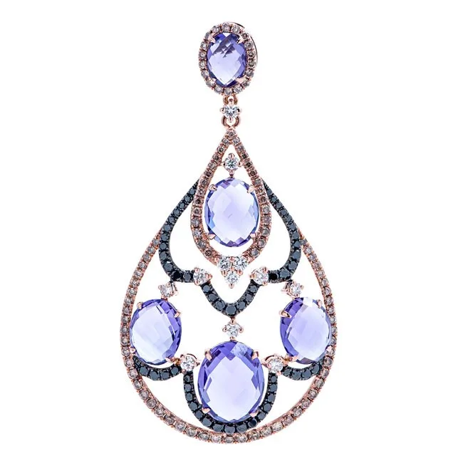 18K Rose Gold Black Rhodium Amethyst Pendant