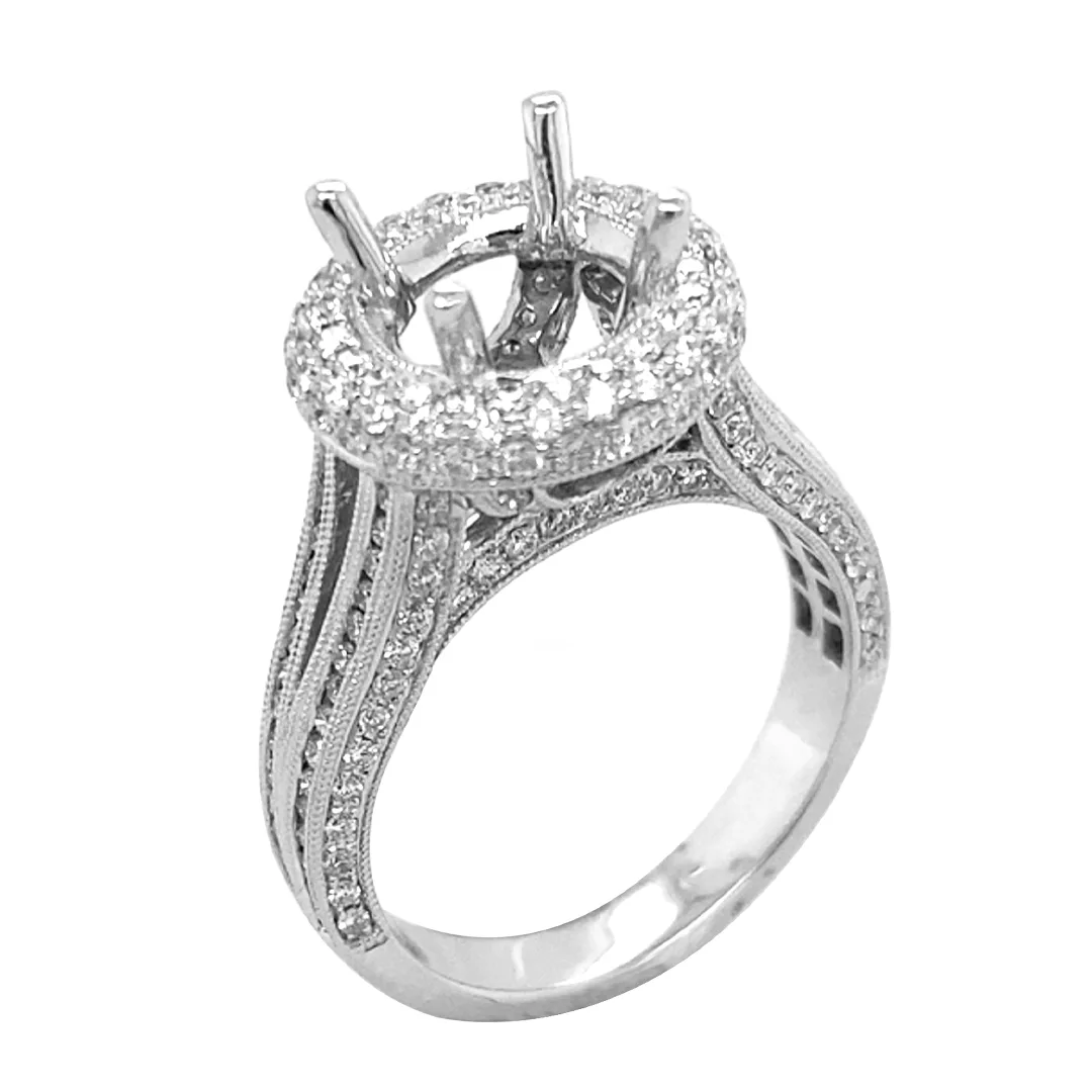 18K White Gold Semi Mount Ring