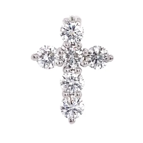 18K White Gold Diamond Cross Pendant