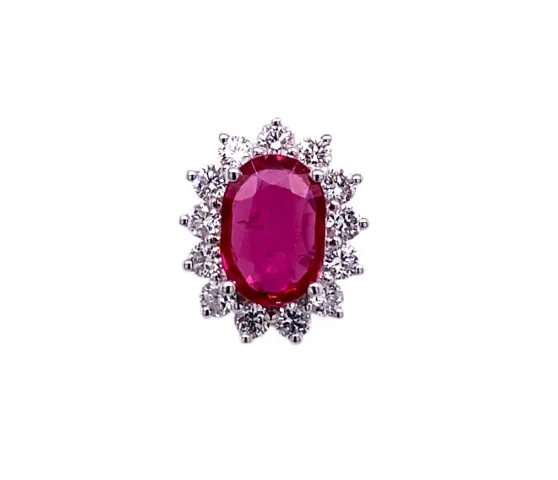 18K White Gold Ruby Pendant