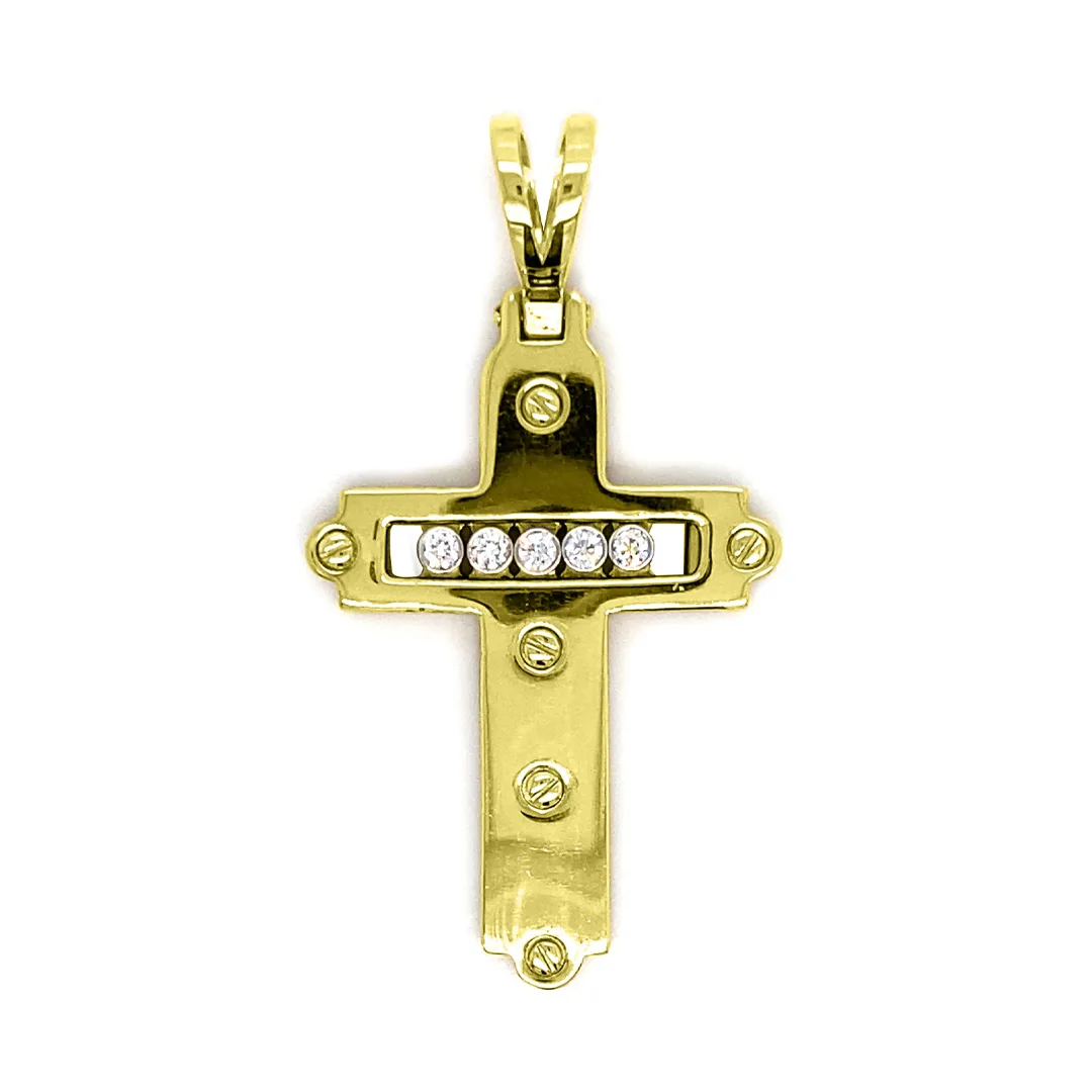 18K Yellow Gold Diamond Cross Pendant