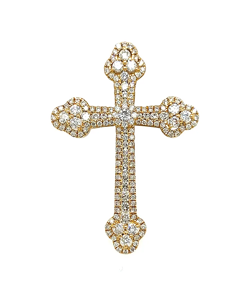 18K Yellow Gold Cross Diamond Pendant