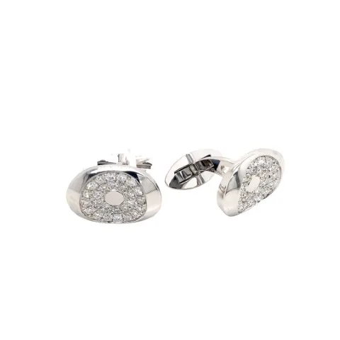 18K White Gold Diamond Cufflinks