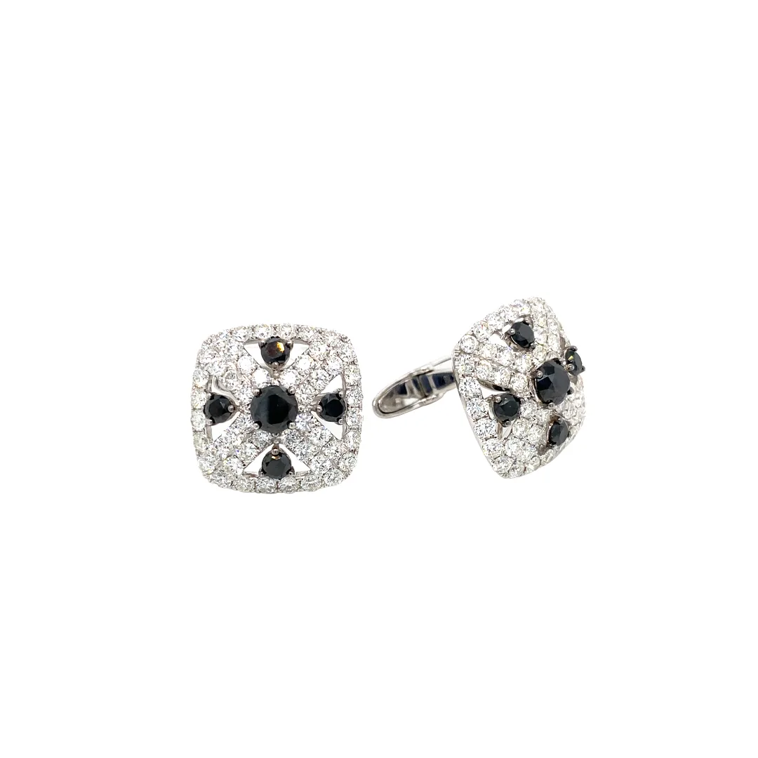 18K White Gold Diamond Cufflinks