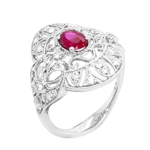 18K White Gold Ruby Band