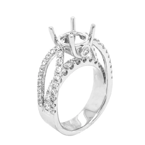 18K White Gold Semi Mount Ring