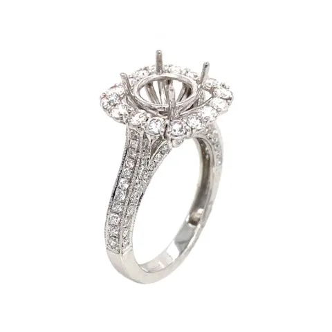 18K White Gold Semi Mount Ring