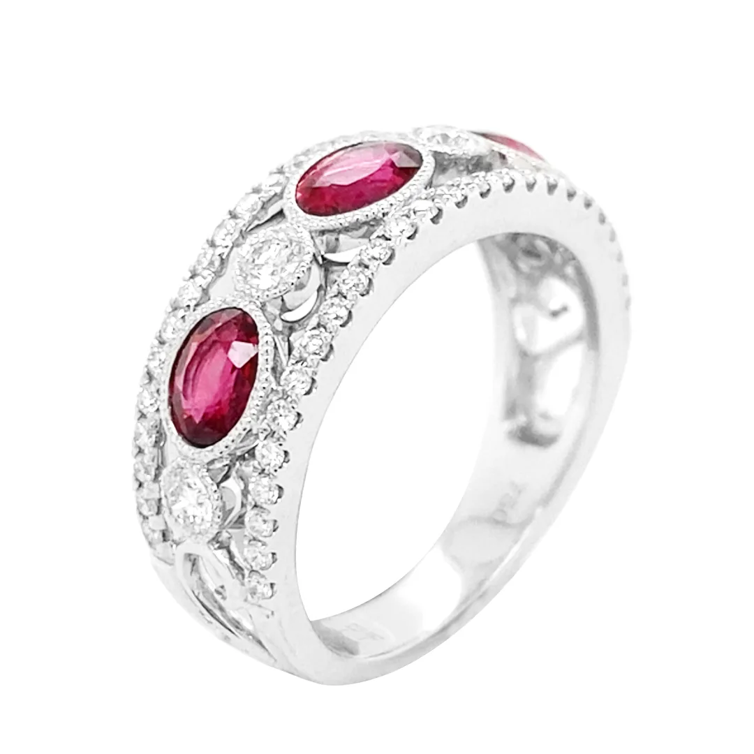 18K White Gold Ruby Band