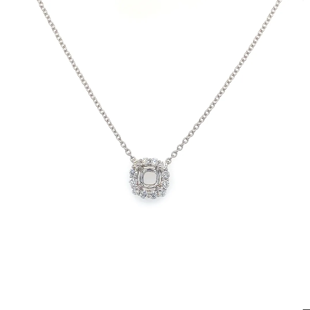 18K White Gold Semi Mount Diamond Necklace