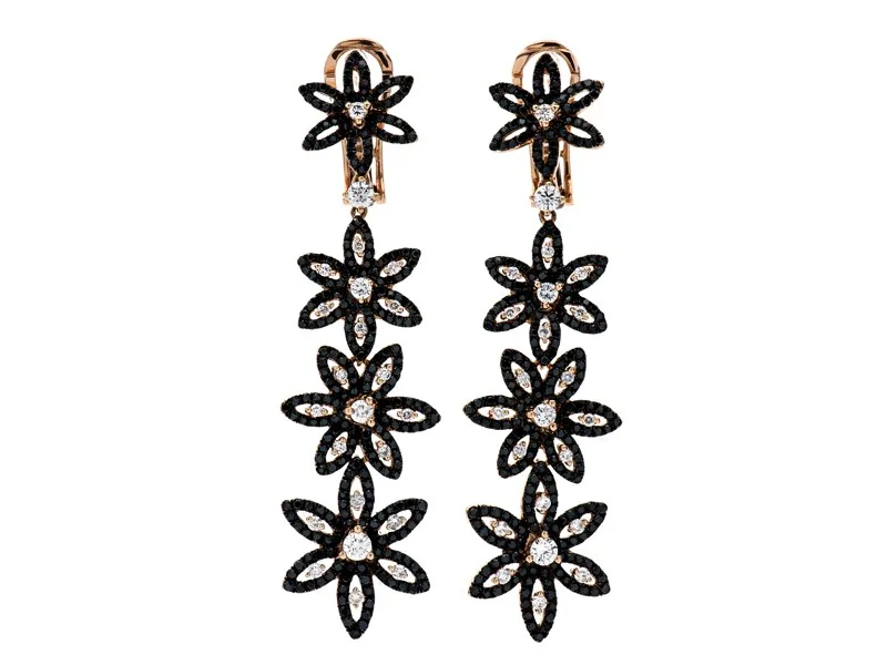 18K Rose Gold Black Diamond Earrings