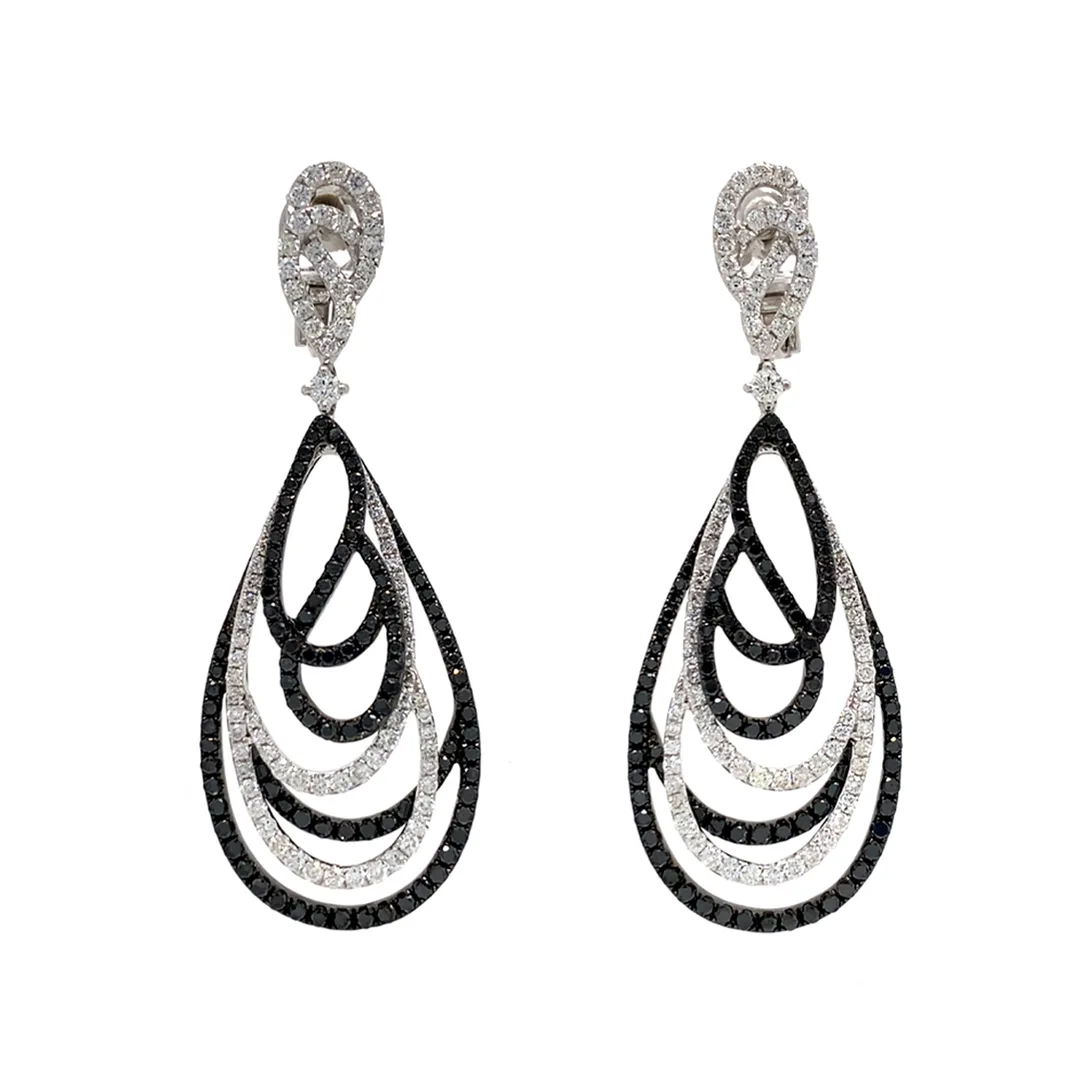 18K Two-Tone Black Diamond Earrings