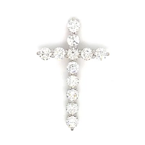 18K White Gold Diamond Cross Pendant