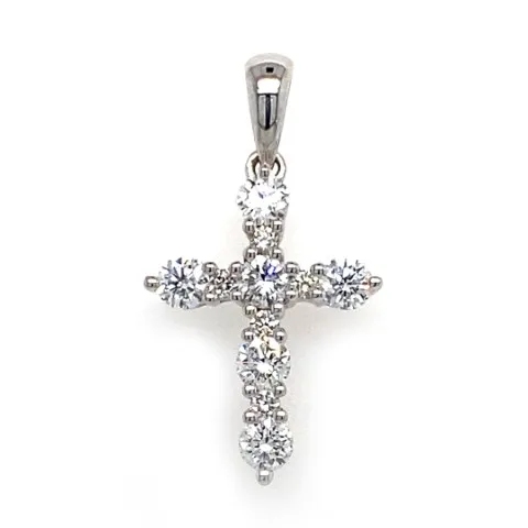 18K White Gold Diamond Cross Pendant