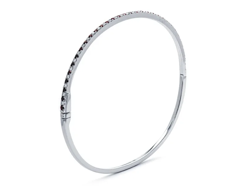 18K White Gold Ruby Bangle