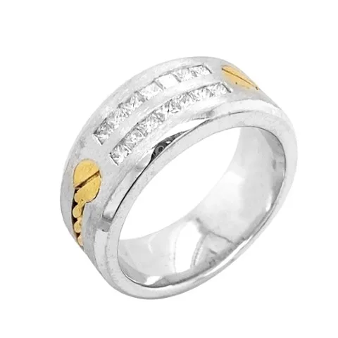 18K Two-Tone Gold Diamond Band