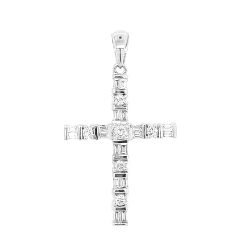 18K White Gold Diamond Cross Pendant