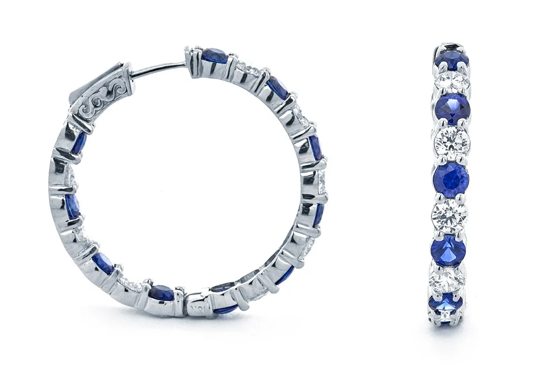 18K White Gold Sapphire Earrings