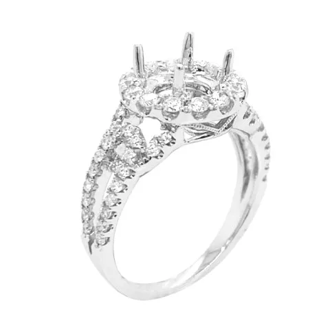 18K White Gold Semi Mount Ring