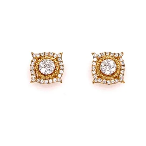 18K Yellow Gold Diamond Earrings