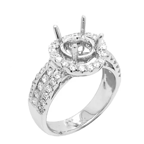18K White Gold Semi Mount Ring