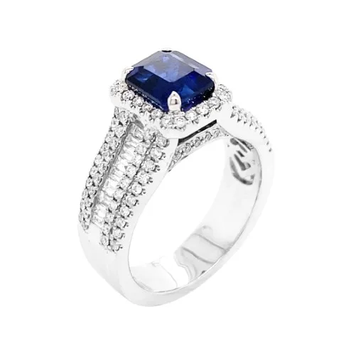 18K White Gold Sapphire Ring
