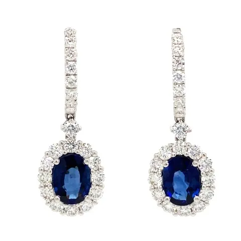18K White Gold Sapphire Earrings