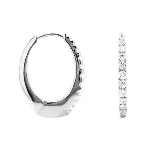 18K White Gold Diamond Huggies