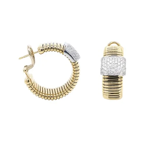 18K Two-Tone Diamond Hoop Earrings