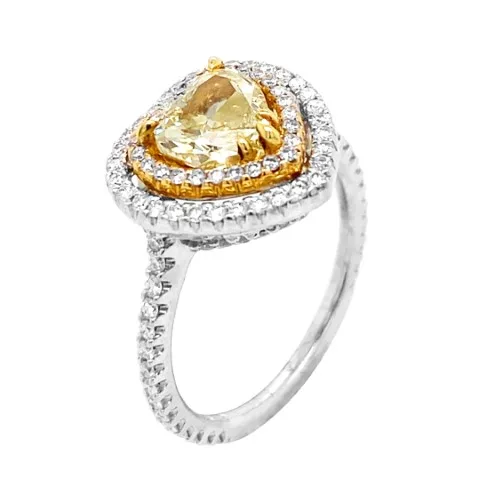 18K Tri-Color Gold Yellow Diamond Ring