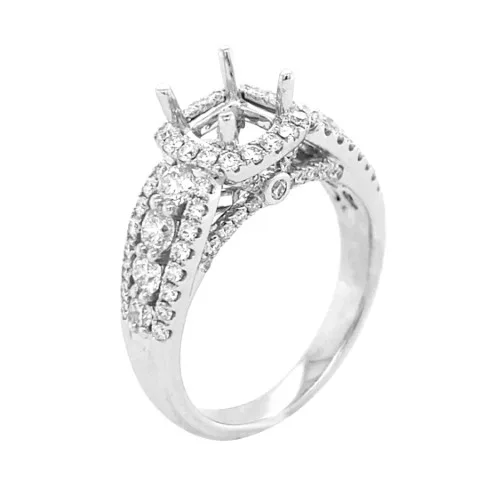 18K White Gold Semi Mount Ring