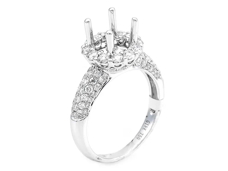 18K White Gold Semi Mount Ring