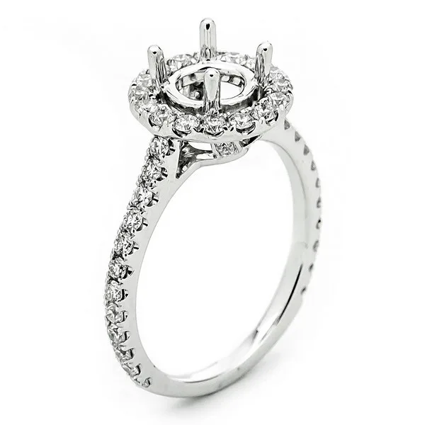 18K White Gold Semi Mount Ring