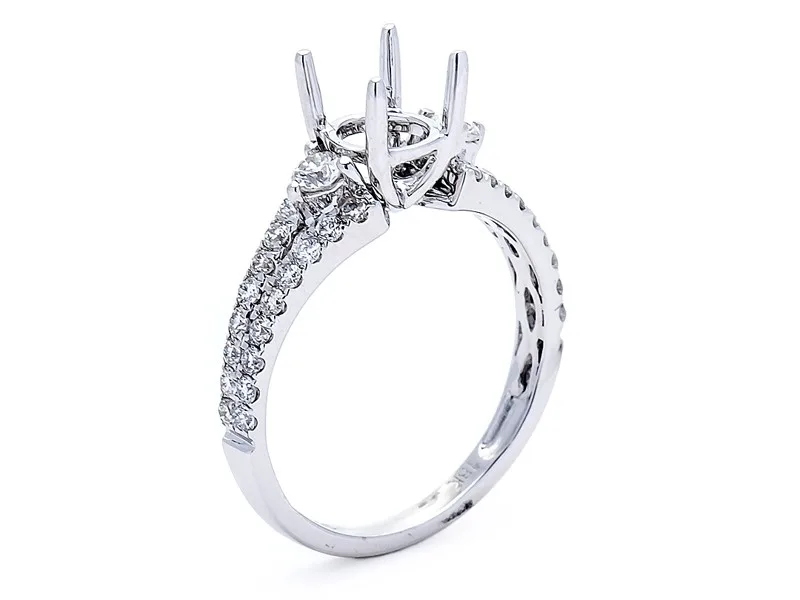 18K White Gold Semi Mount Ring