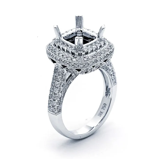 18K White Gold Semi Mount Ring