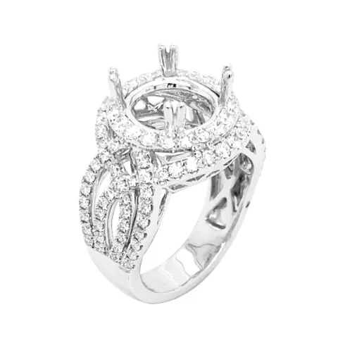 18K White Gold Semi Mount Ring