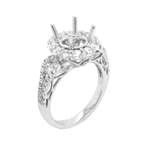 18K White Gold Semi Mount Ring