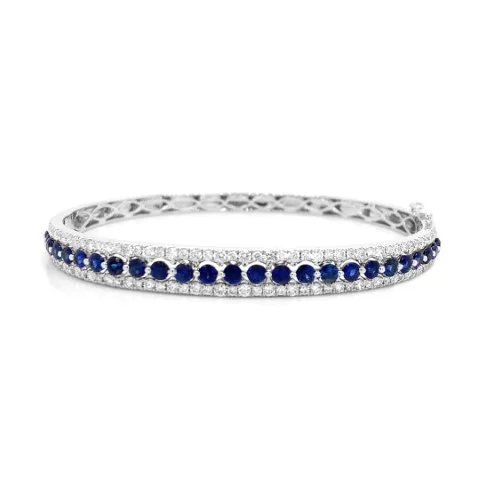 18K White Gold Sapphire Bangle