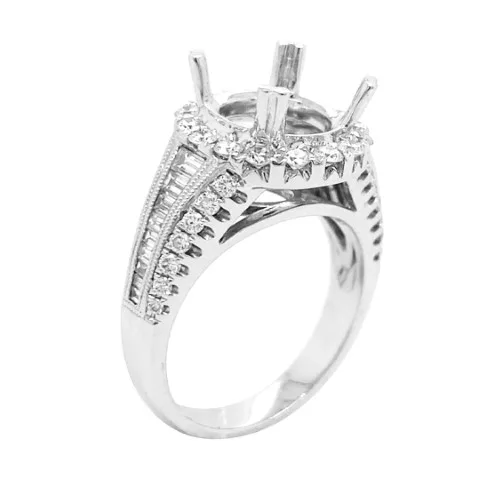 18K White Gold Semi Mount Ring