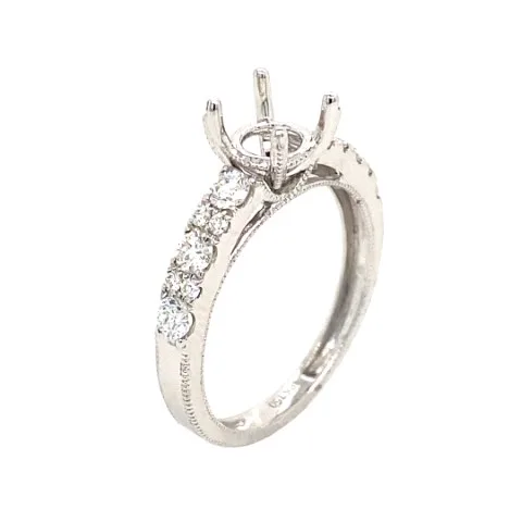 18K White Gold Semi Mount Ring