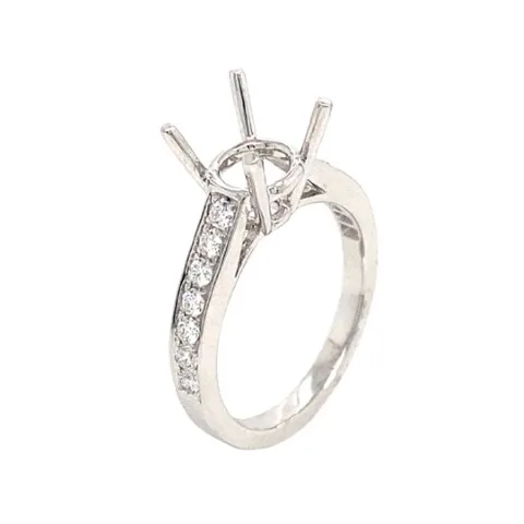 18K White Gold Semi Mount Ring